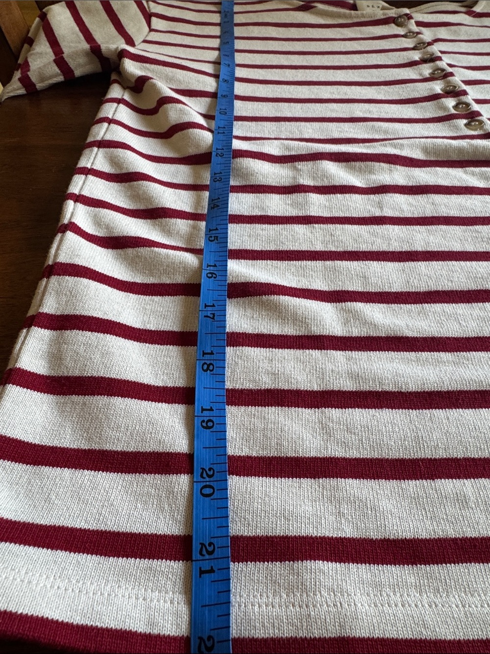 Sezane Gatsby Cream and Burgundy Striped Button-Front Top - Picture 9 of 10
